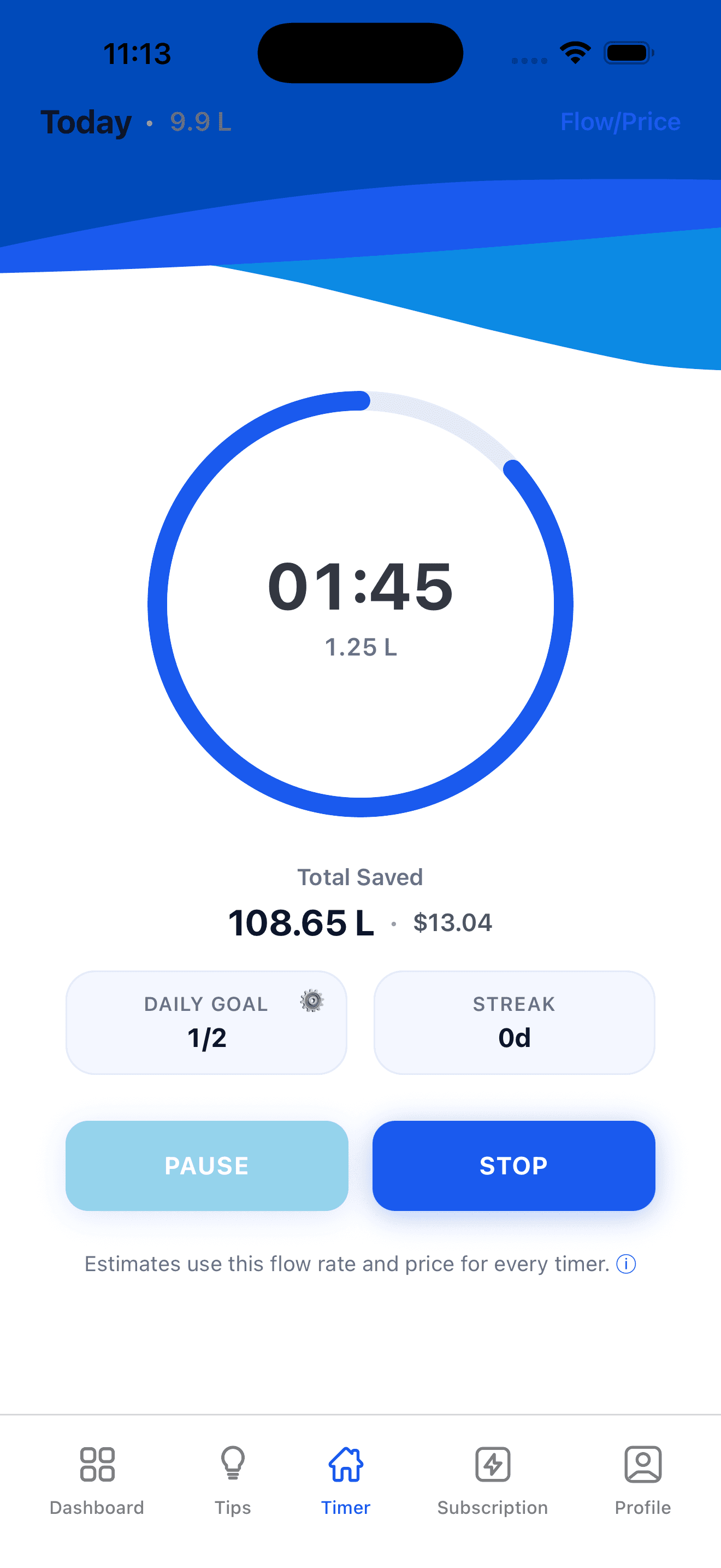 WaterSaver app preview
